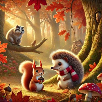 Bild zur Geschichte: Igel Emil und Eichhörnchen Mia