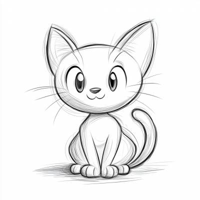 Süßes Kätzchen im Bleistiftskizzenstil