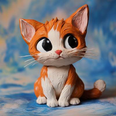 Süßes Kätzchen im Plastilin-Stil