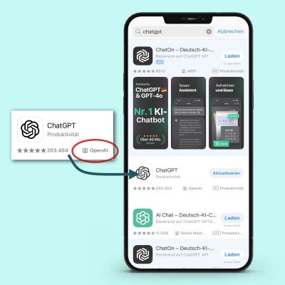 Auswahl der Original ChatGPT-App von OpenAI
