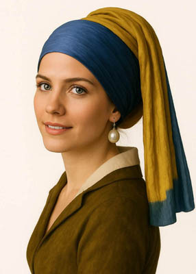 Moderne Fotoumsetzung des Mädchens mit dem Perlenohrring mit eigenem Foto als Vorlage