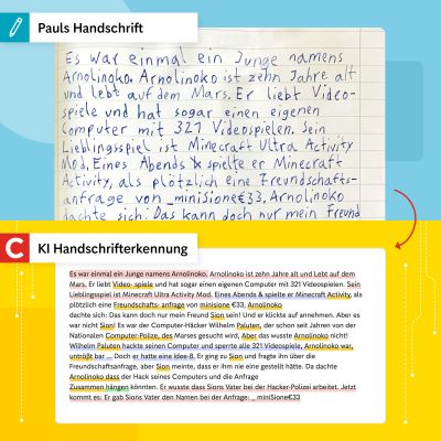 Von der Handschrift zum digitalen Text: Der KI-Korrektur-Assistent erkennt automatisch und transkribiert mithilfe von KI-gestützter Handschrifterkennung.
