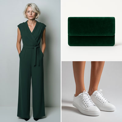 Person in Outfit soll 2 Accessoires bekommen