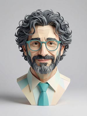 Papier-Skulptur-Porträt eines Mannes