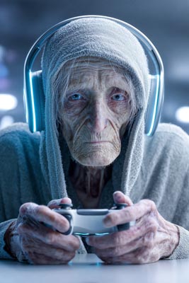 102-jährige Gamerin am PC